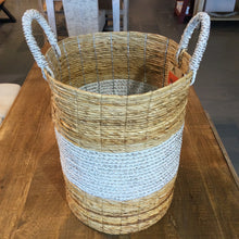 Load image into Gallery viewer, White and silver belly Seagrass storage Baskets
