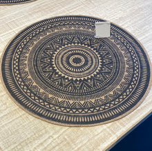 Load image into Gallery viewer, Black print mandala round placemat
