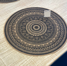 Load image into Gallery viewer, Black print mandala round placemat
