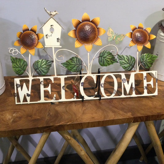 Sunflower Hanging Welcome Sign Metal Art