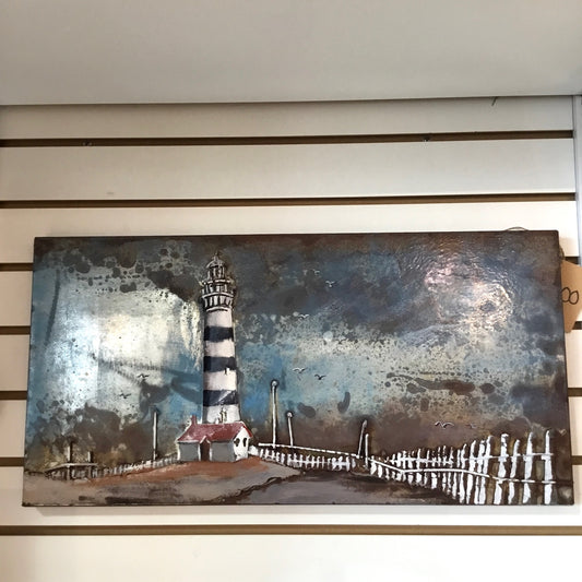 Black & White Lighthouse - 3-D Metal Painting