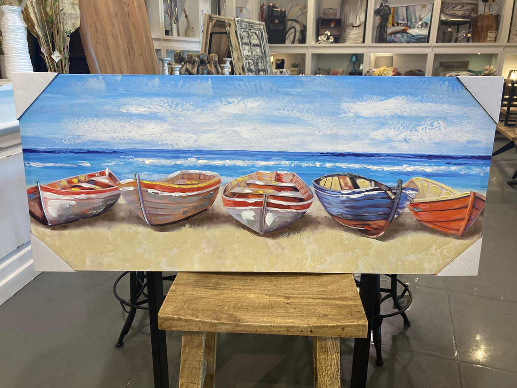 5 Beached Boats Painting