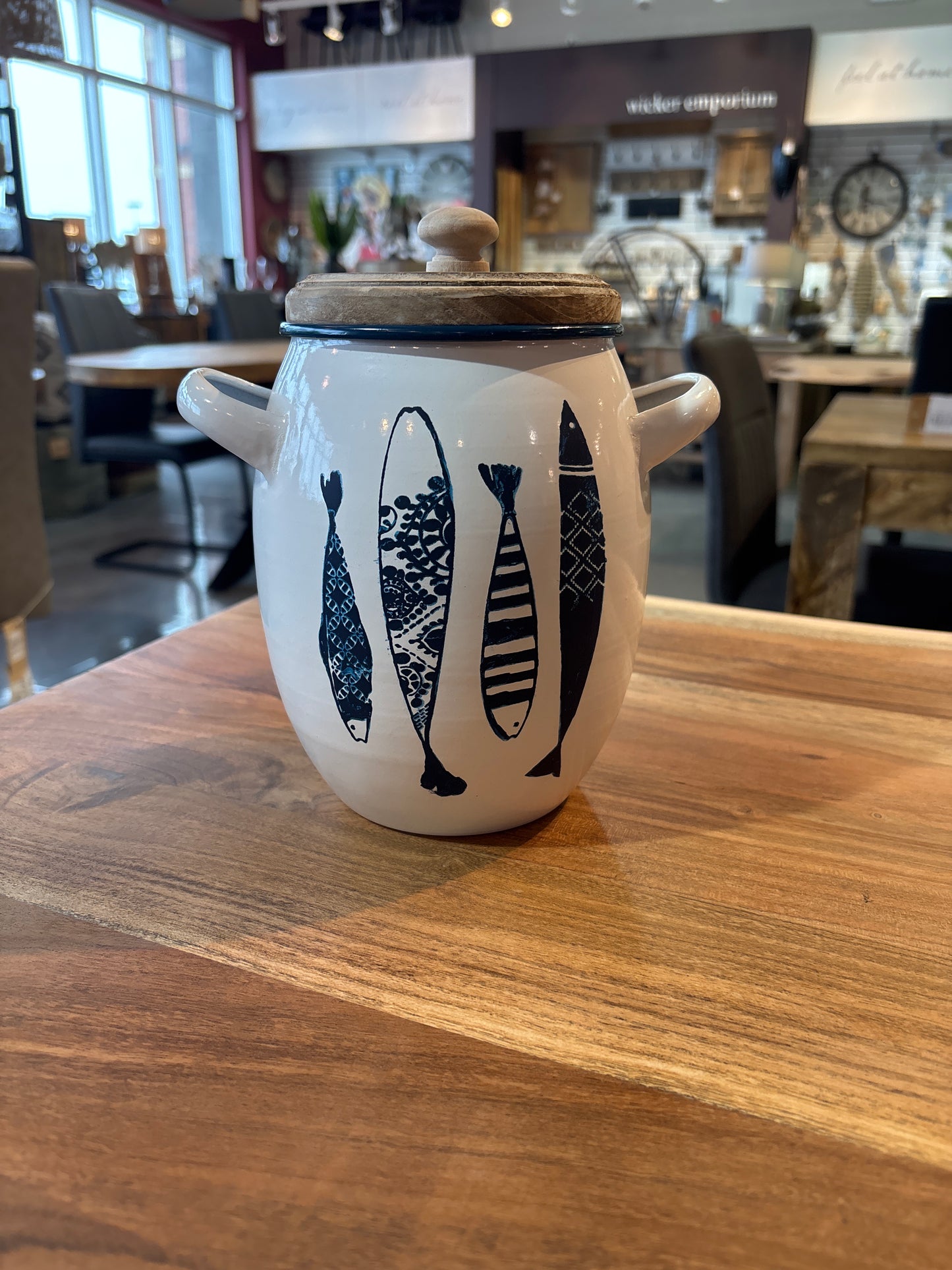 Nautical Metal storage container  With Wooden Lid