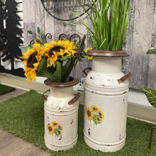 Load image into Gallery viewer, Assorted Size Metal Decorative Sunflower Milk Can
