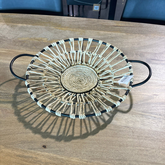 Round rope tray with handles