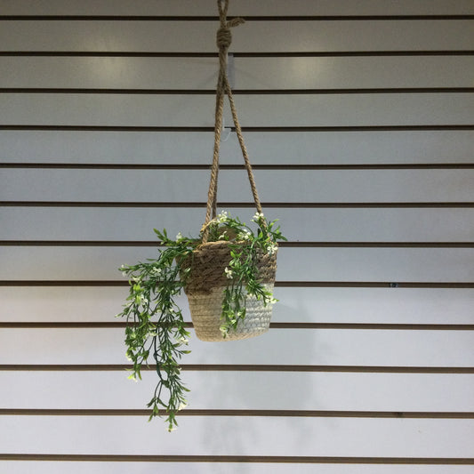 Attani Neutral Cotton and Straw hanging plant pot