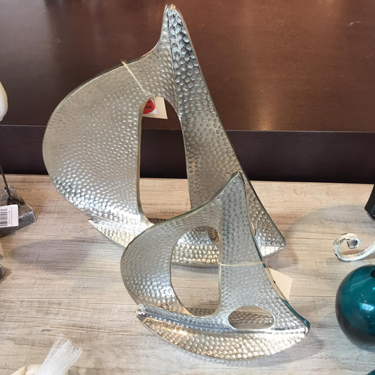 LARGE Sailboat Hammered Aluminum Decor Sculpture