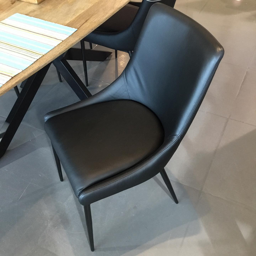 Black genuine Leather dining chair