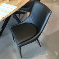 Black genuine Leather dining chair