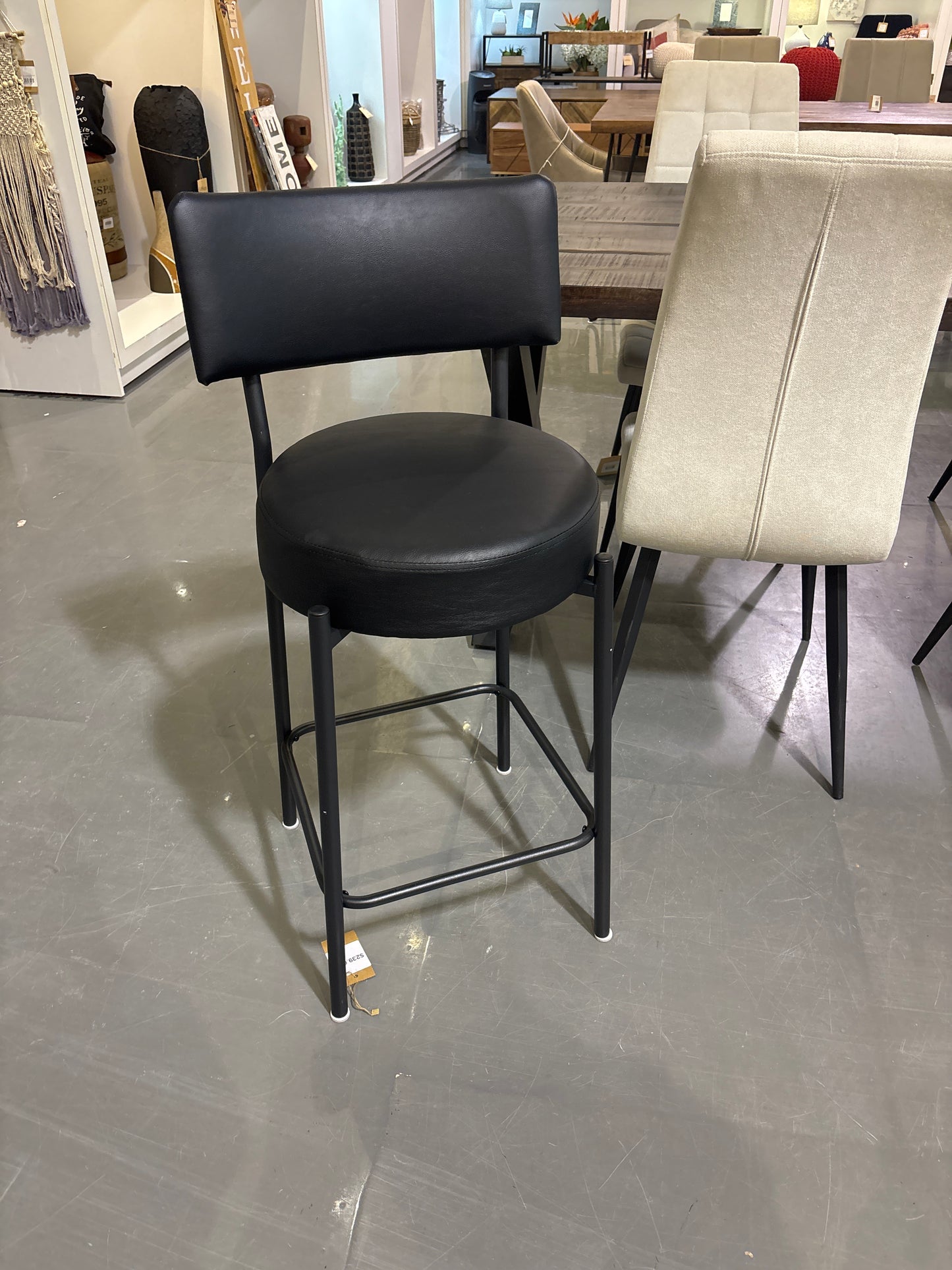 Black metal counter height barstool (set of 2)