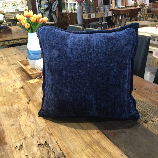 Chenille Cushion Cover - Navy with Insert