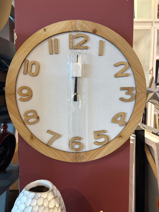 White Wood Wall Clock with numerals