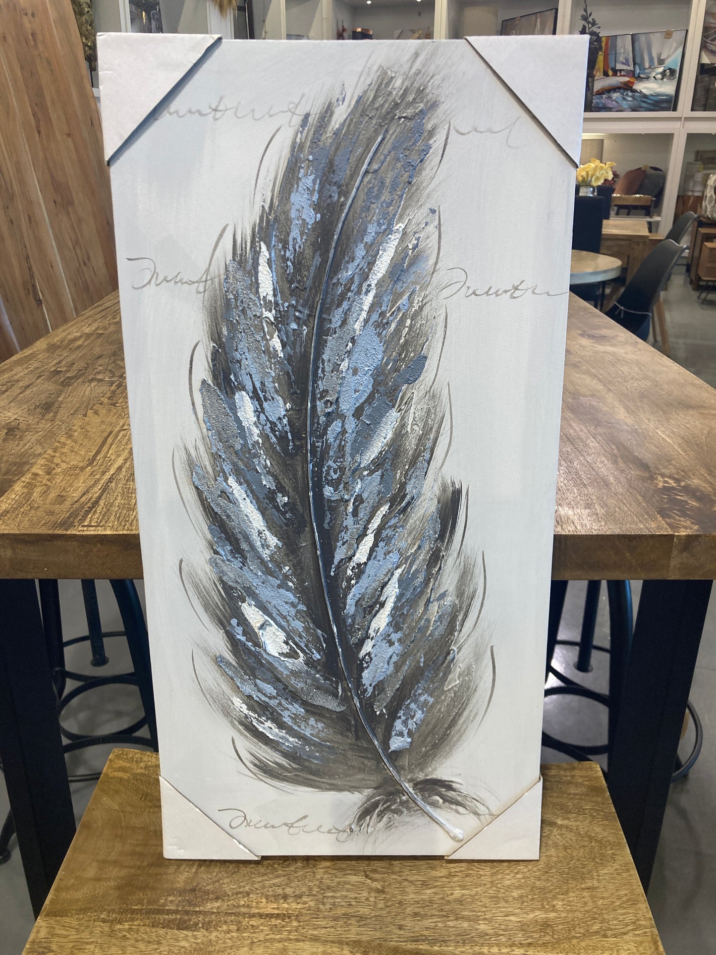 Grey Tone Feather (B), Oil Painting on Canvas