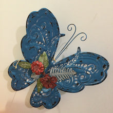 Load image into Gallery viewer, Pretty Blue Butterfly Hanging Wall Metal Art
