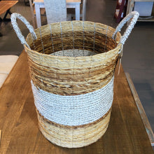 Load image into Gallery viewer, White and silver belly Seagrass storage Baskets
