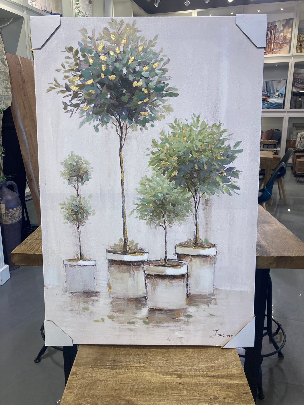 Potted Trees - Oil Painting