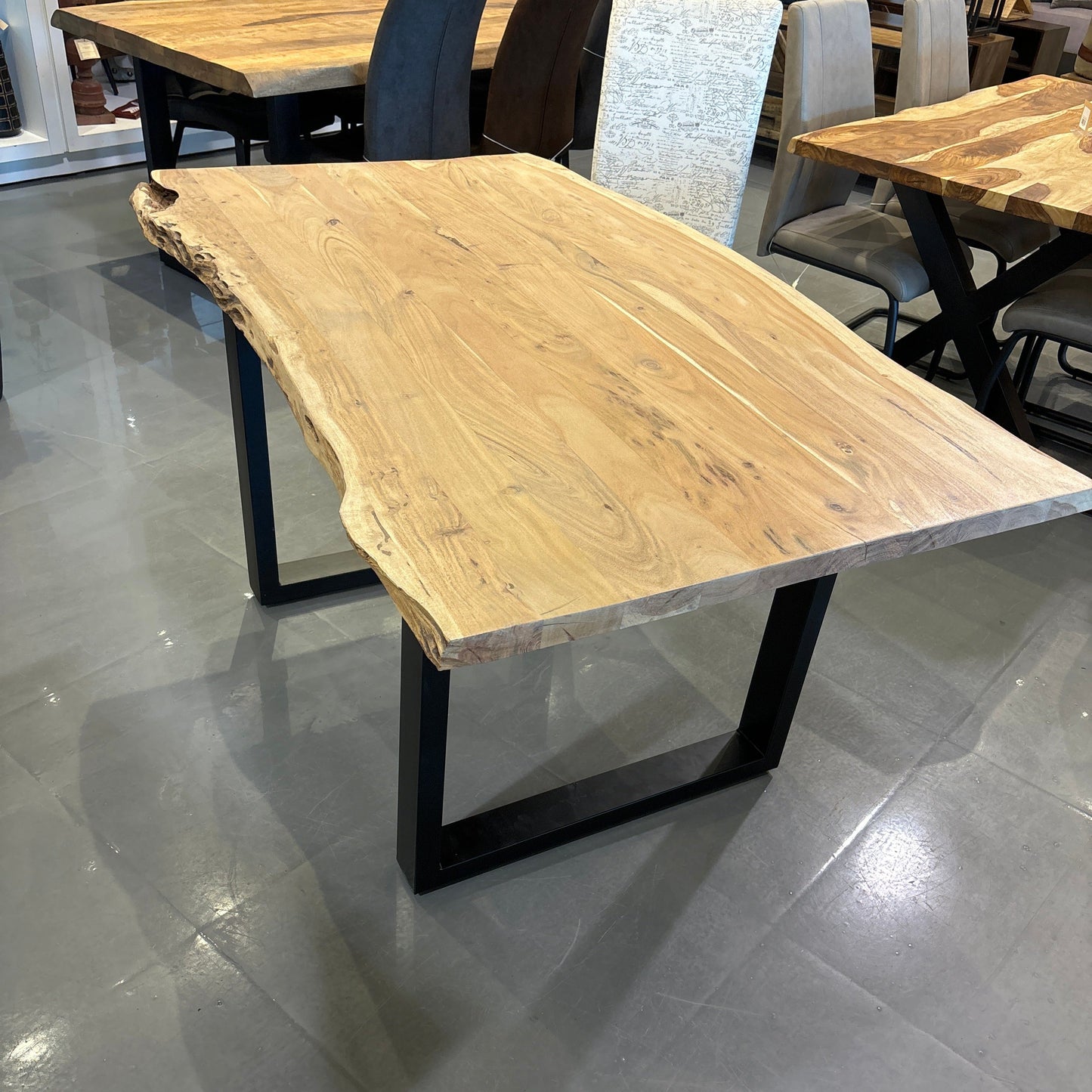 60 inch Yosemite live edge acacia wood dining table with U legs