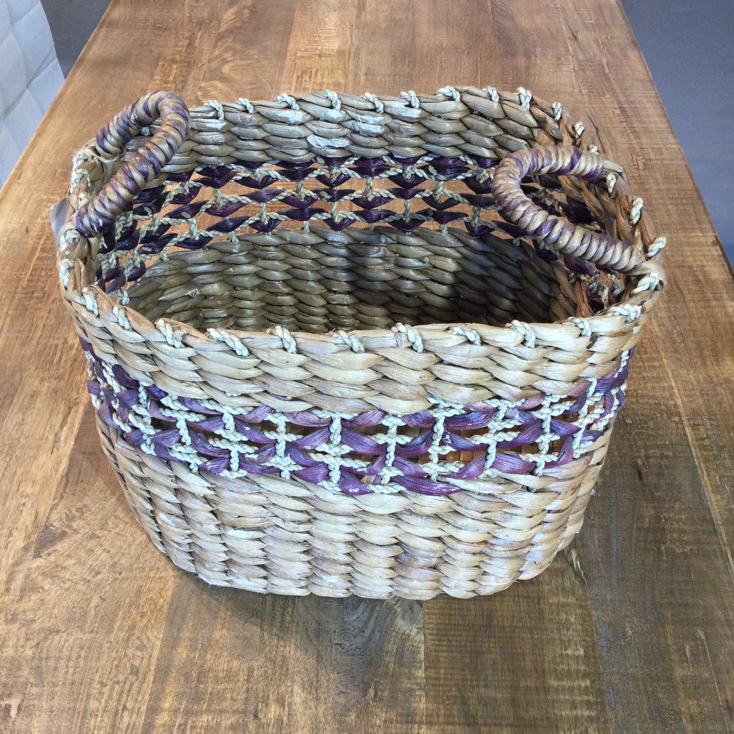 Storage Basket with handles with purple accents