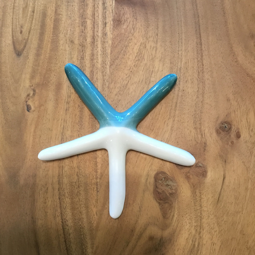 Ceramic Green and white starfish decor