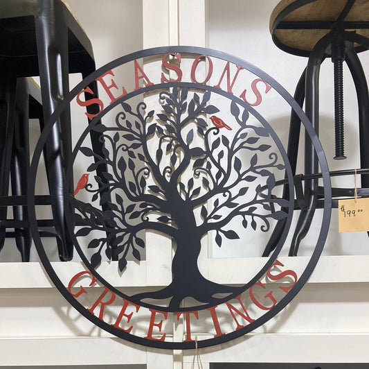 Metal Season's Greetings Tree of Life Wall Art