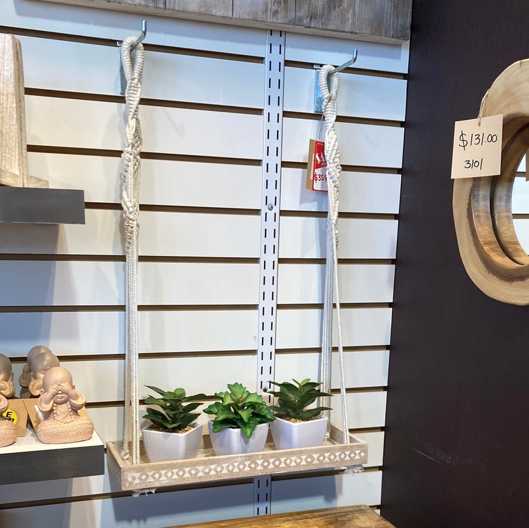 Hanging shelve wood with rope