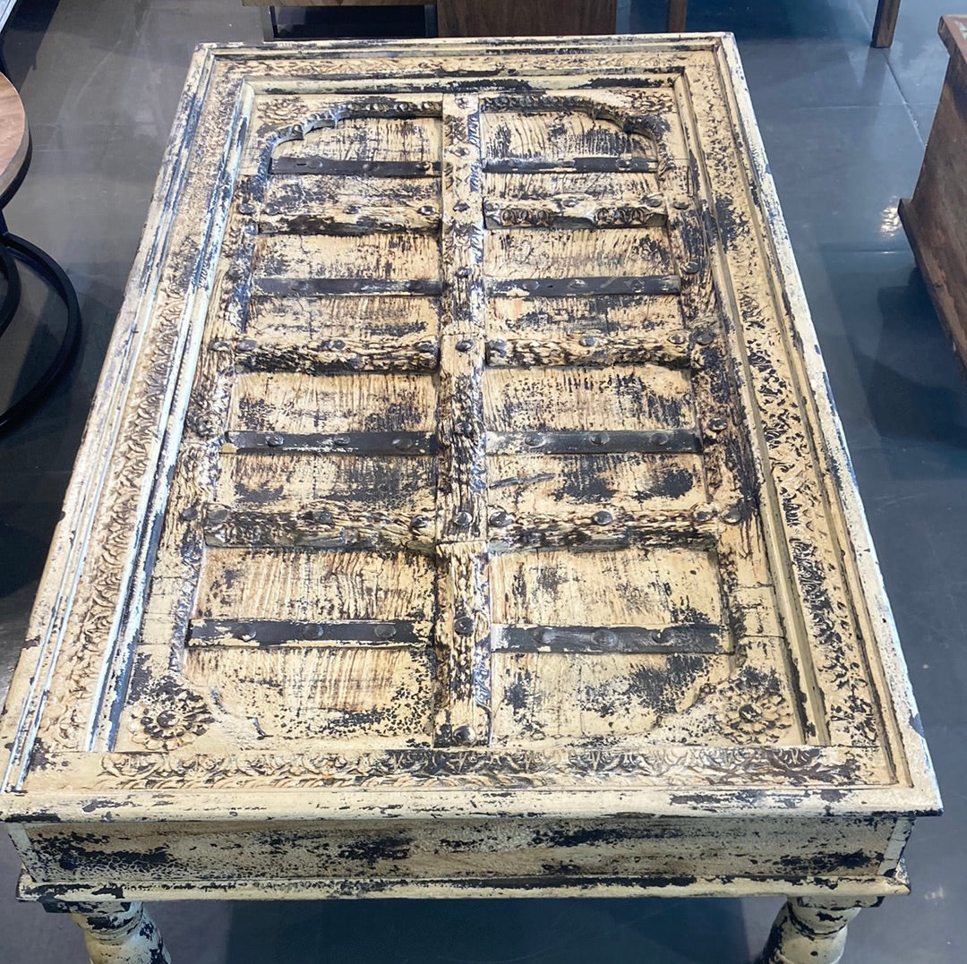 White wash Antique Door Coffee Table