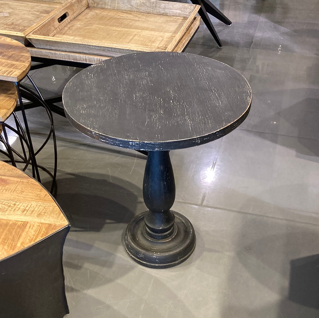 Pedestal black end table