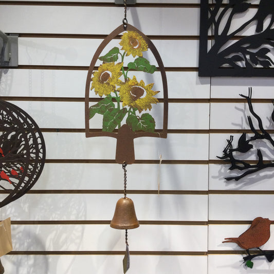 Laser Cut Hanging Bell with Sunflowers