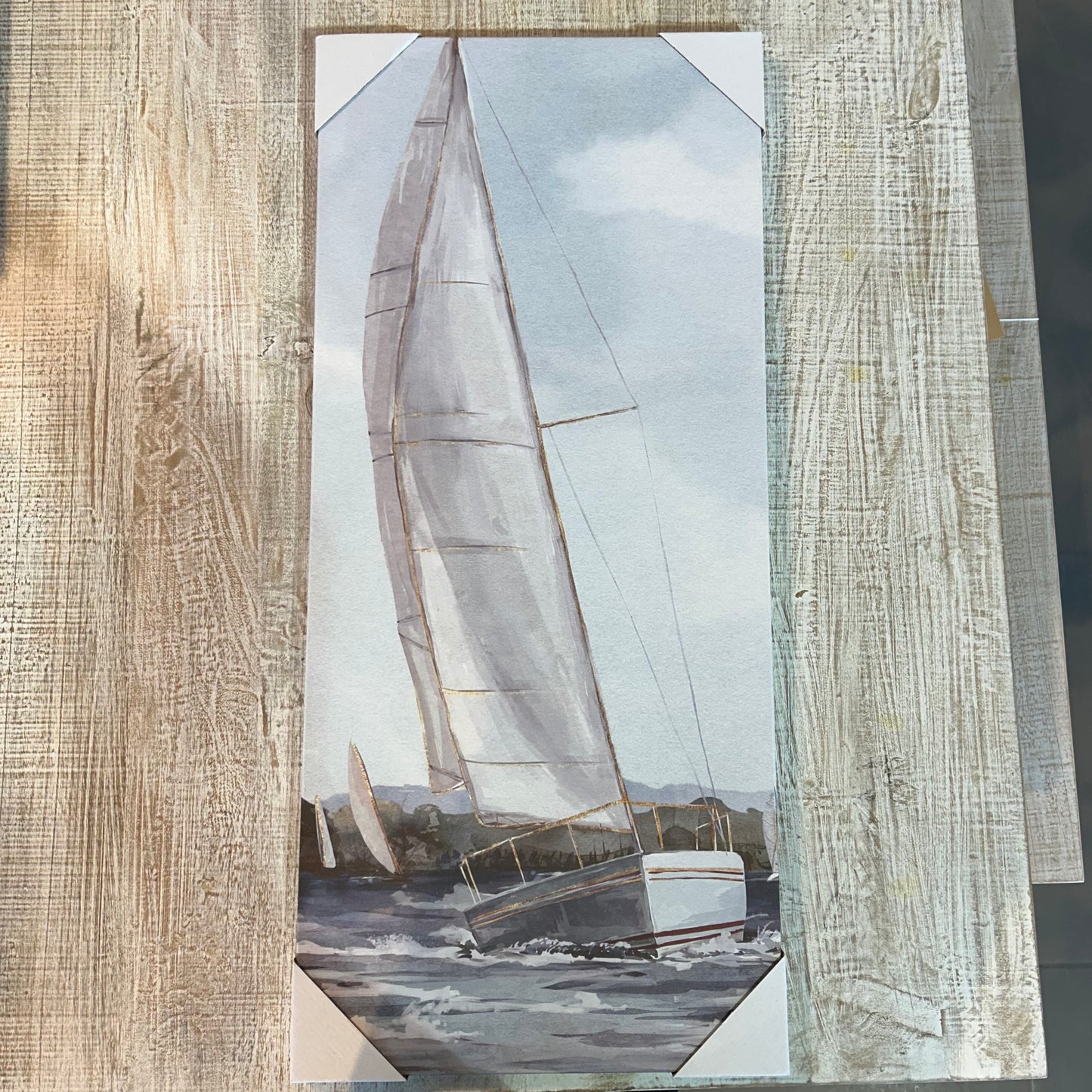 Sailboat canvas painting 16 x 35