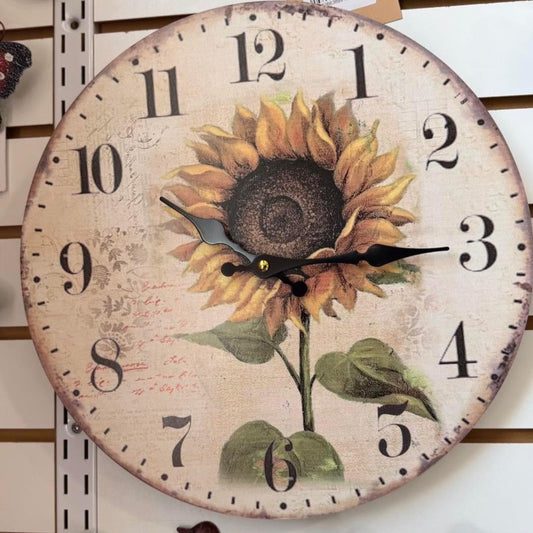 Yellow 14 inch Sunflower Wall Clock