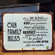 Wall Plaque, Our Family Rules Metal Art