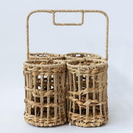 Woven 4 Bottle Basket wth Carry handle