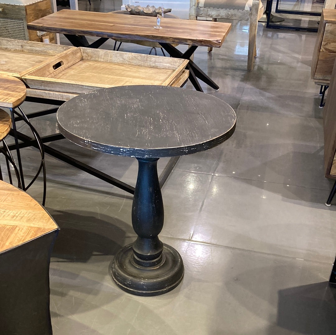 Pedestal black end table