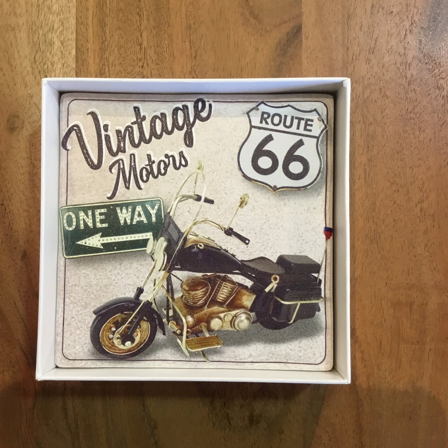 Route 66 Motorcycle Ceramic Coasters (Set of 4)