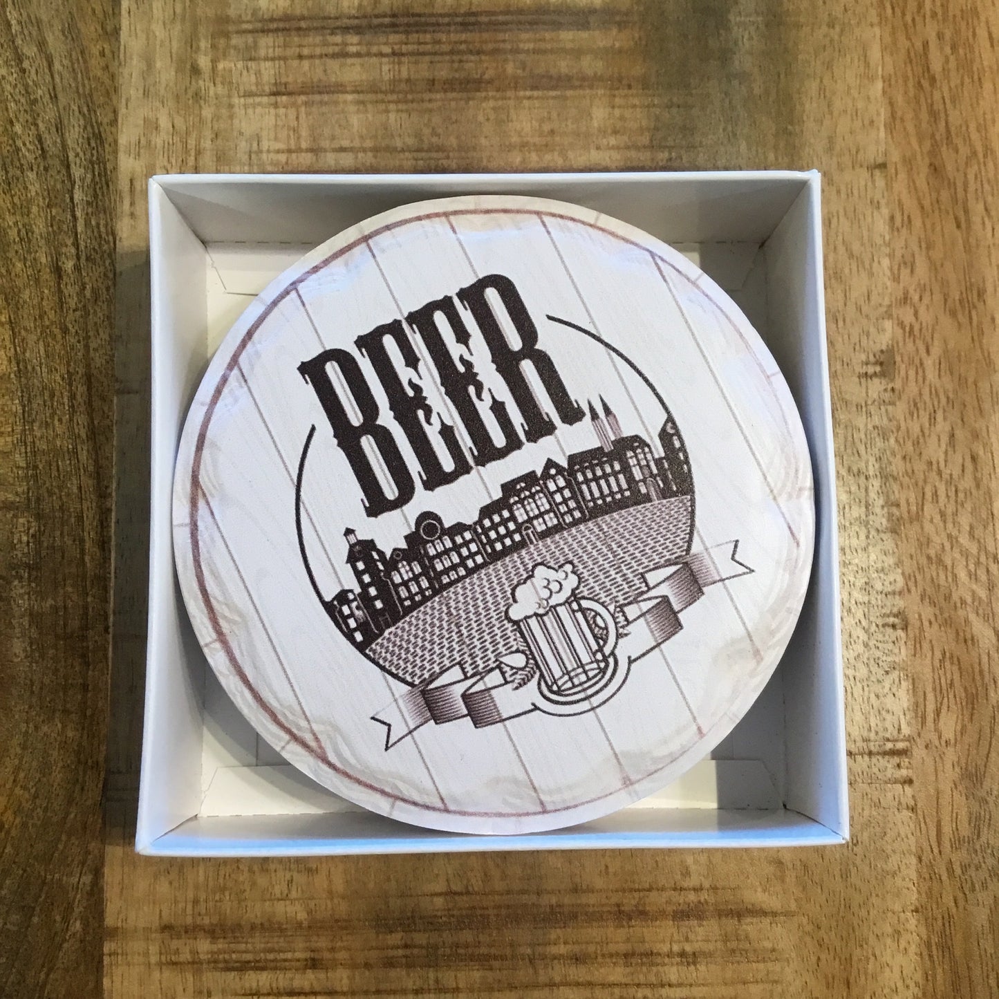 Round Beer Themed Coasters (Set of 4)