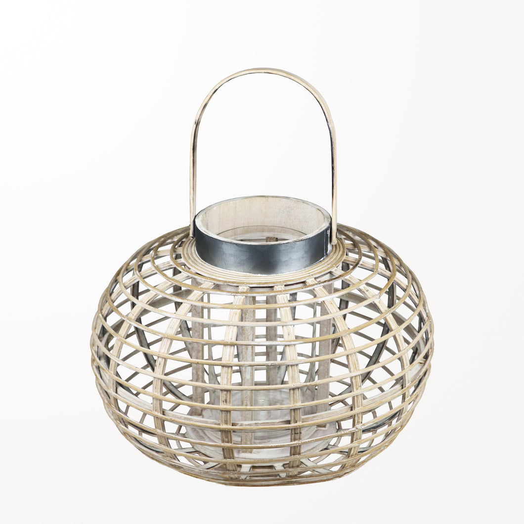 White Wicker  Hanging Lantern