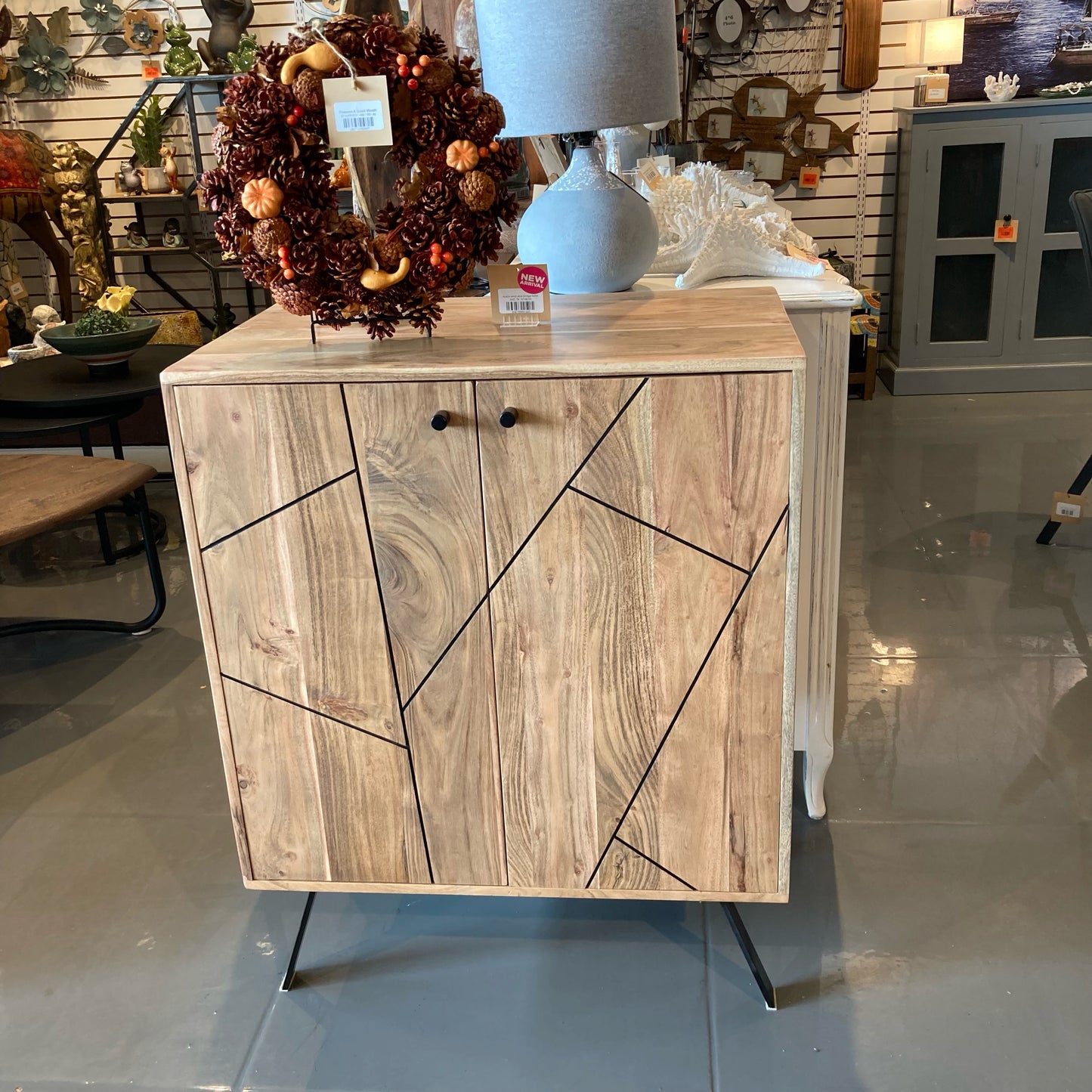 Swift Acacia wood wine storage buffet