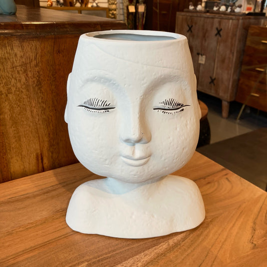 Resting Woman's Face Ciment Planter