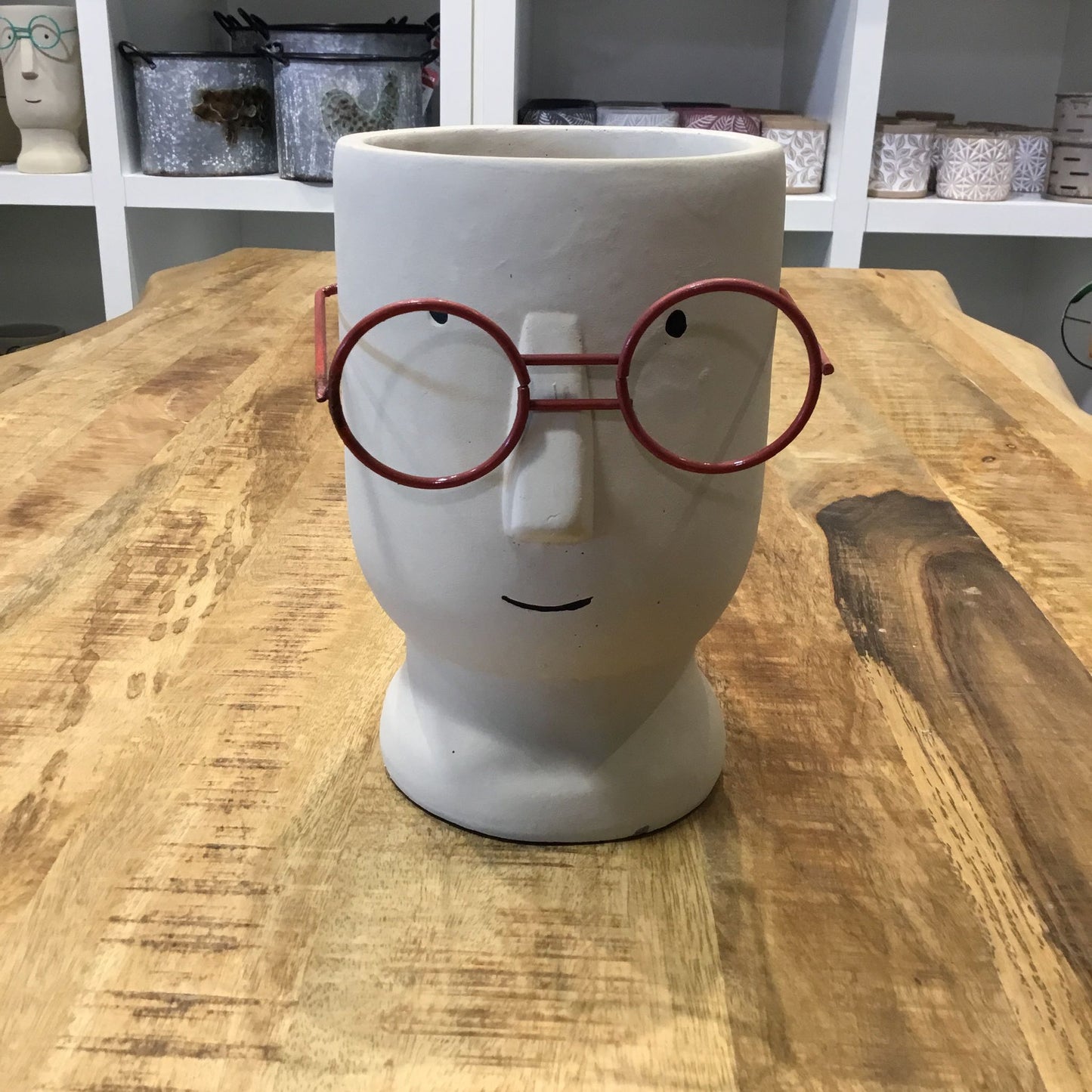 Medium Planter of a Face with Glasses