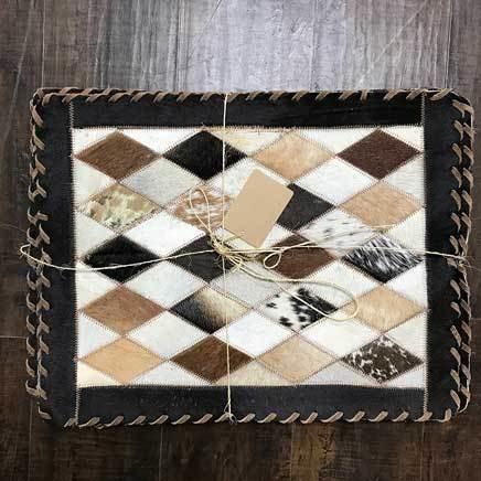 Set of 6 Cowhide diamond rectangular placemats