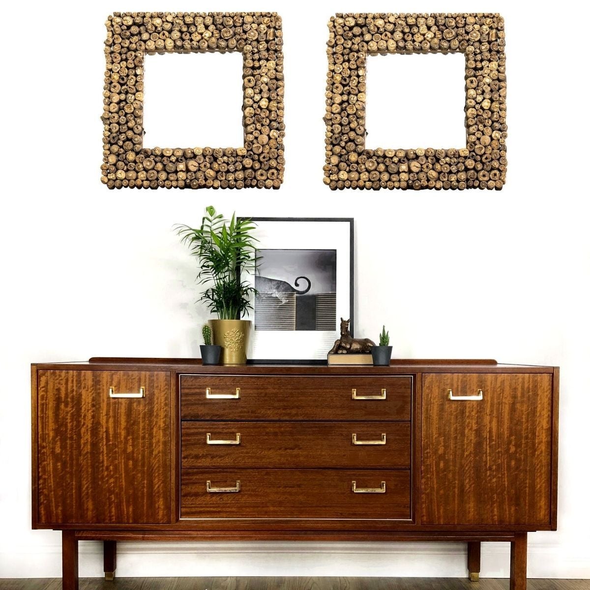 Zuri square teak wood wall mirror