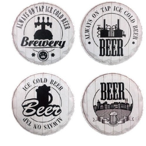 Round Beer Themed Coasters (Set of 4)