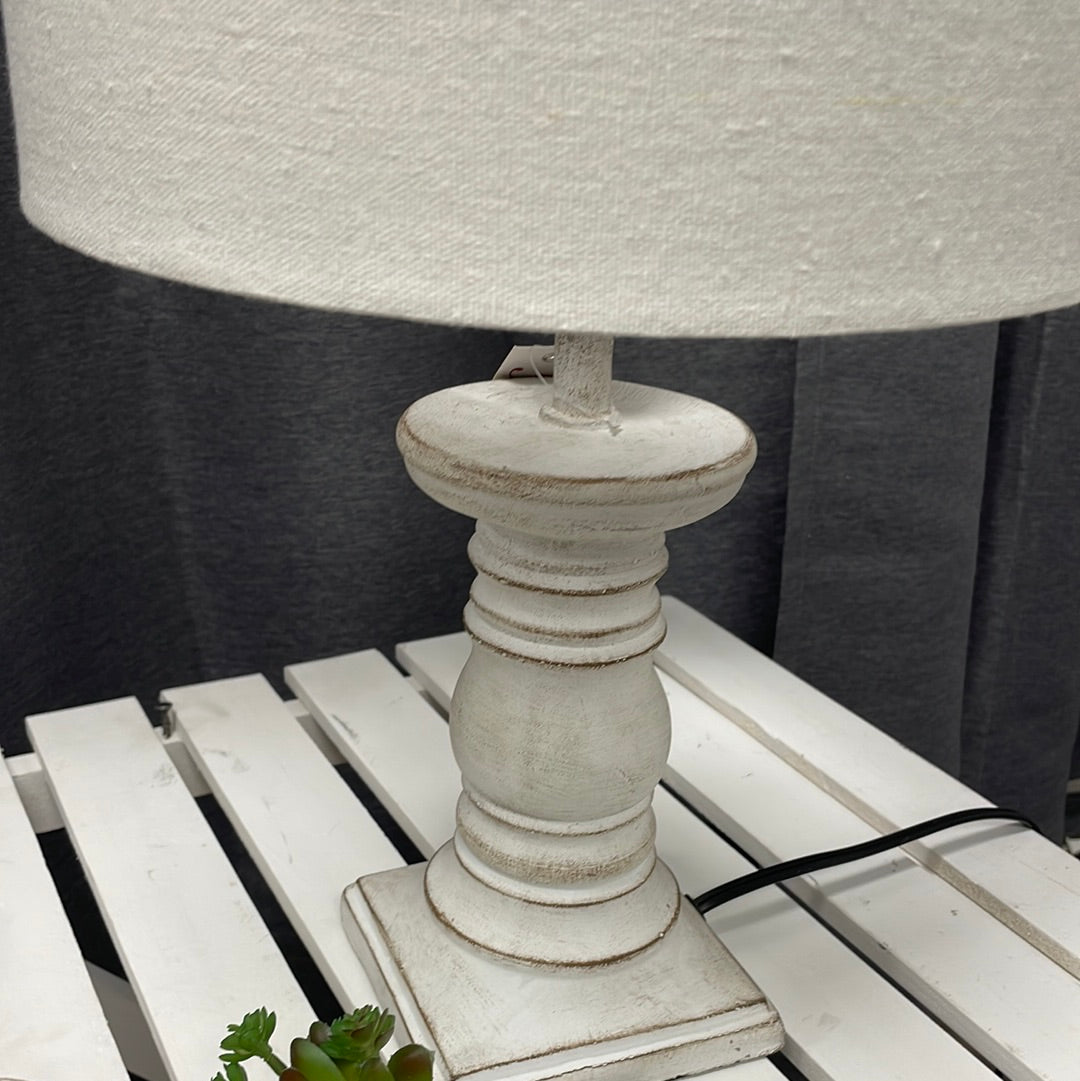 Short White Wash Candlestick Table lamp