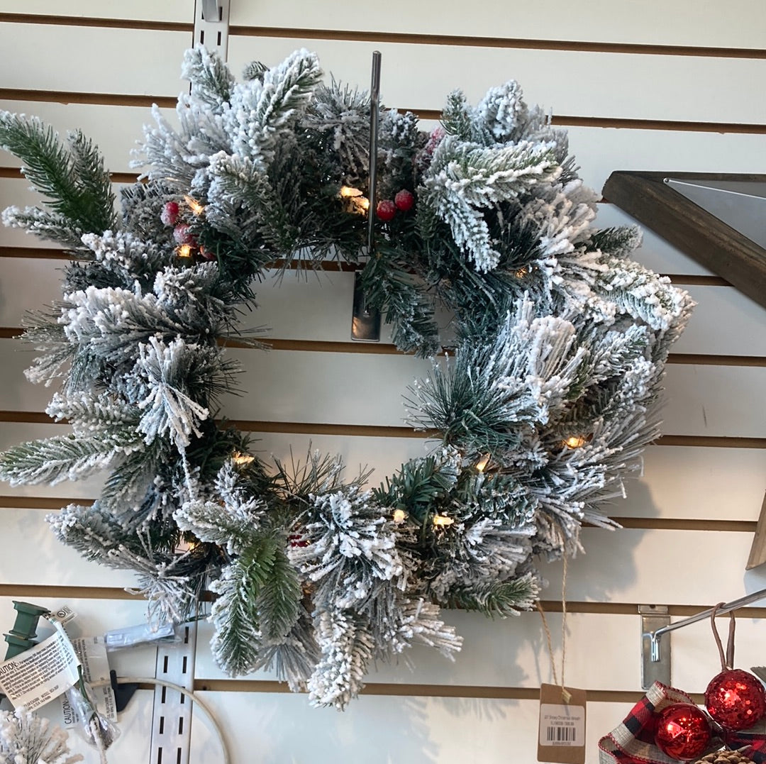 20" Snowy Christmas Wreath