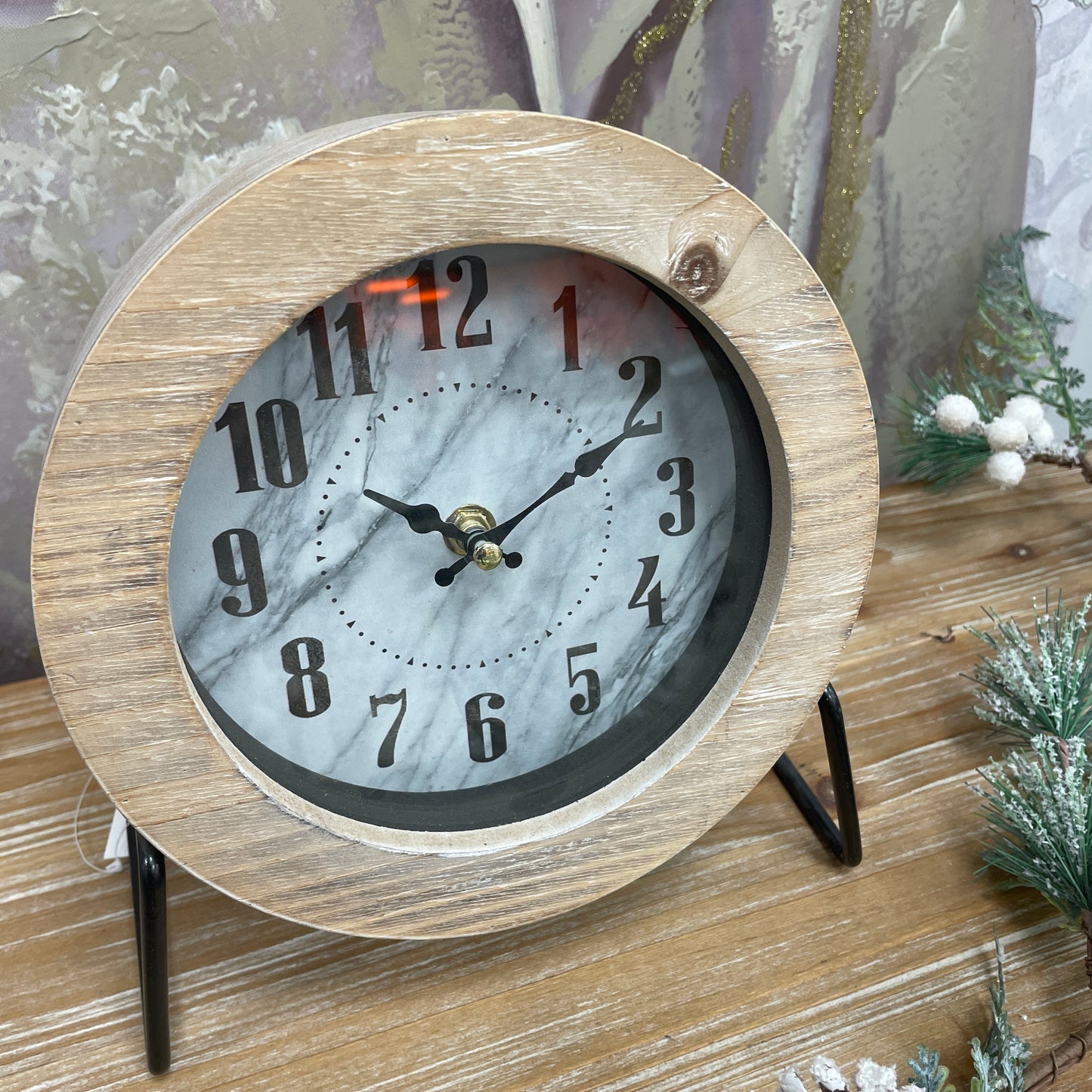 Round Wood Table Clock