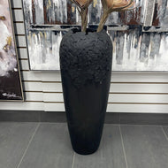 Large Rustic Black Floor Vase