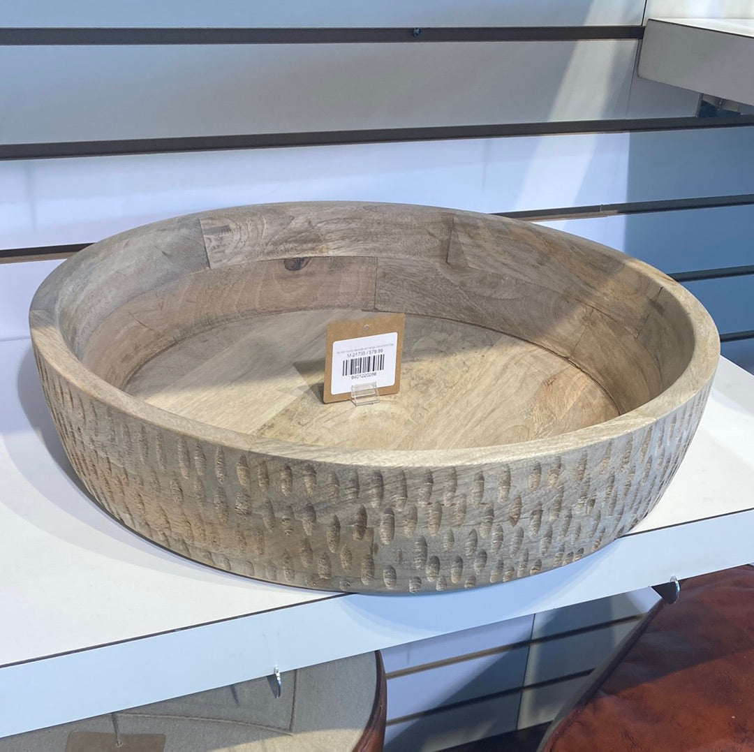 18 inch round decorative mango wood bowl tray