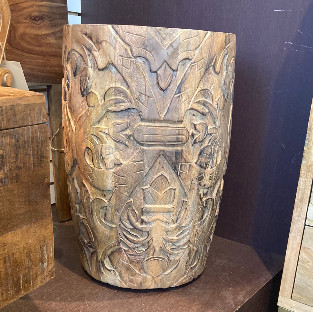 Jungle Mango wood Drum End Table