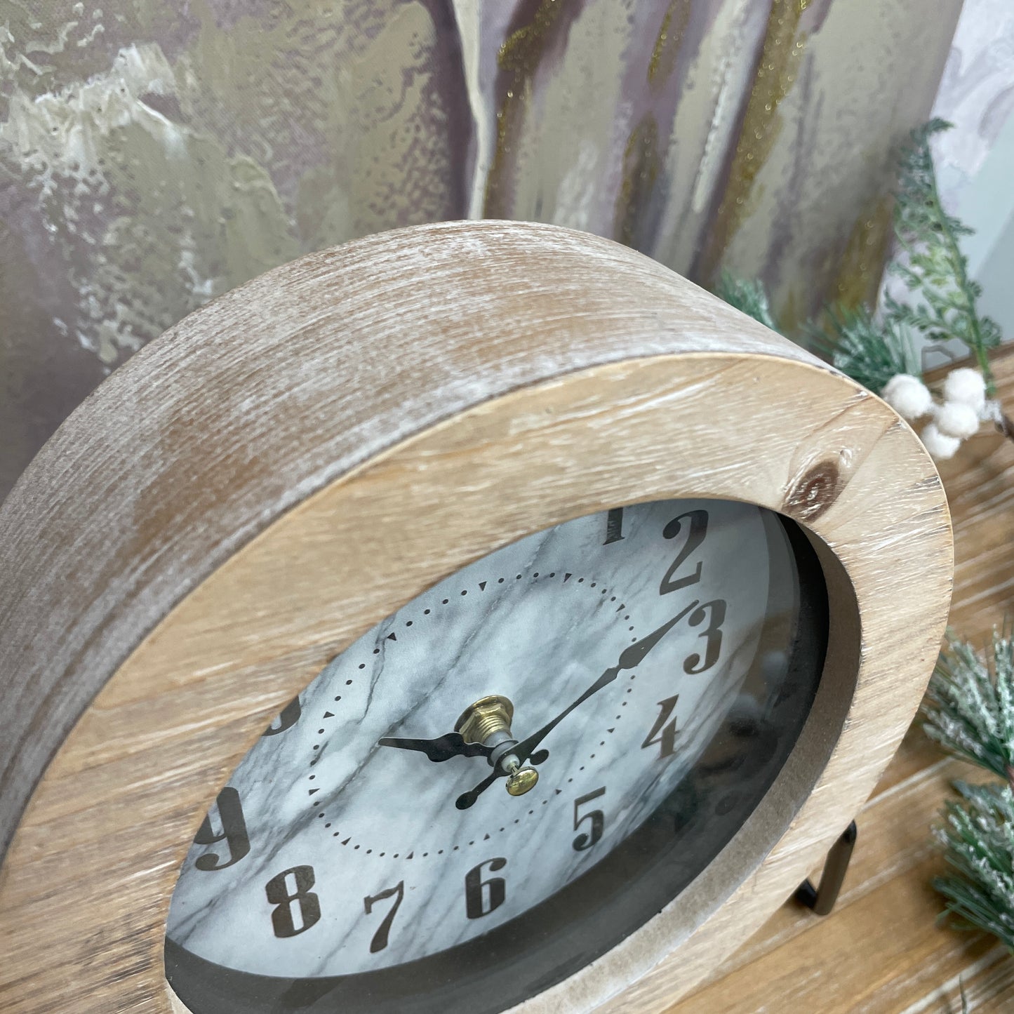 Round Wood Table Clock