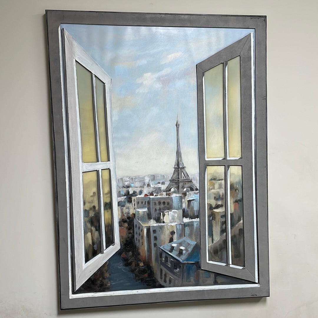 Window View Paris Eiffel Tower painting